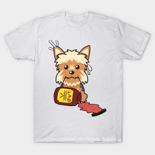 Naughty Yorkshire Terrier Spilled BBQ Sauce T-Shirt